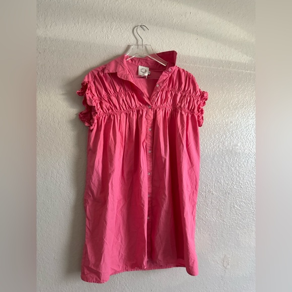 Lili Sidonio Pink Smocked Poplin Mini Dress - Picture 4 of 4